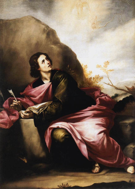 St John the Evangelist on Pathmos, vintage artwork by Alonso Cano, 12x8" (A4) Poster