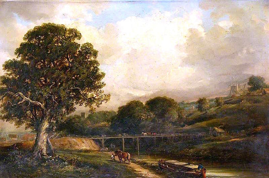 Bridge, West of Stoke Bridge, Suffolk, vintage artwork by Robert Burrows, A3 (16x12") Poster Print