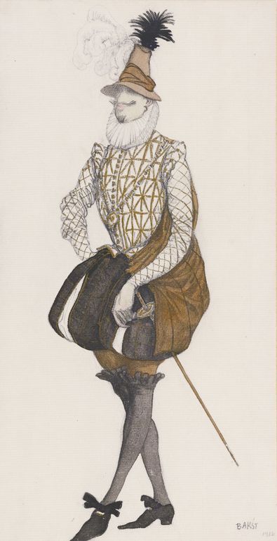 Costume Design For Prince Espagnol from the Ballet "The Sleeping Beauty", vintage artwork by Leon Bakst, 12x8" (A4) Poster