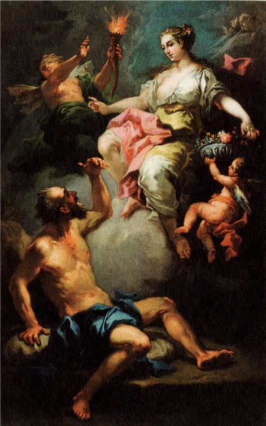 Aurora with Morpheus, vintage artwork by Bartholomäus Altomonte, 12x8" (A4) Poster