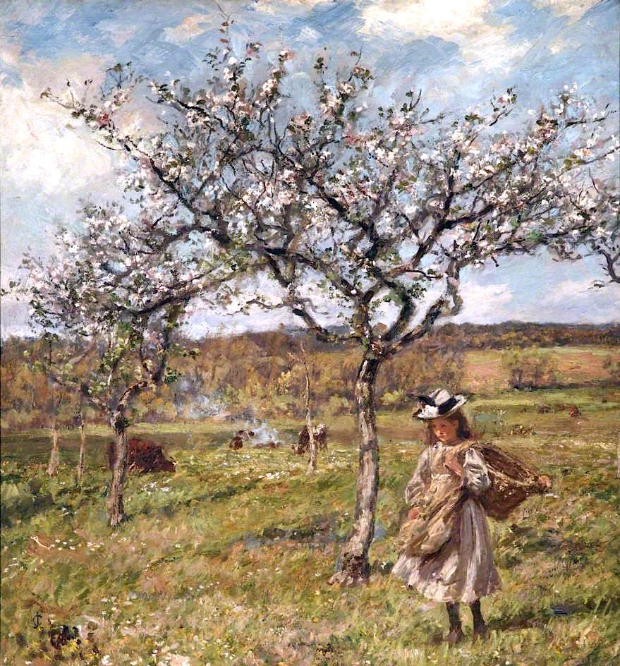 Spring Blossom at Ambersham, vintage artwork by James Charles, 12x8" (A4) Poster
