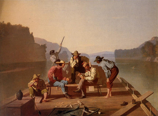 Raftsmen Playing Cards, vintage artwork by George Caleb Bingham, A3 (16x12") Poster Print