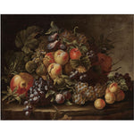 , Peaches and Pomegranates on a Stone Ledge by Carlo Manieri,16x12(A3) Poster