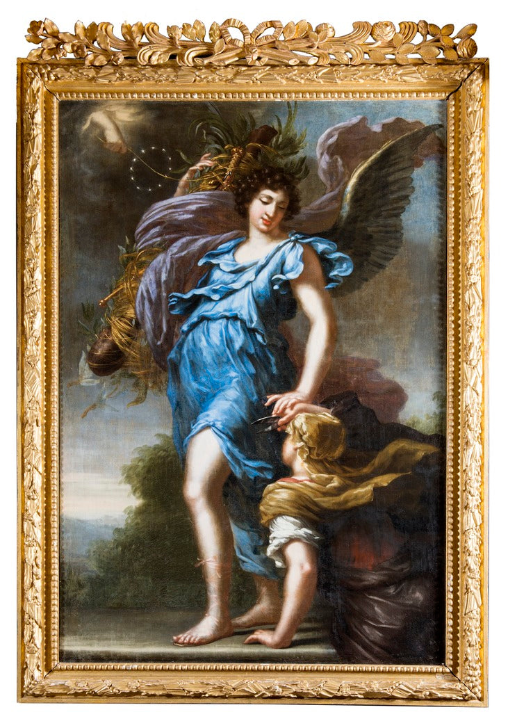 King Karl XI's Guardian Angel. Allegory, vintage artwork by David Klocker Ehrenstrahl, 12x8" (A4) Poster