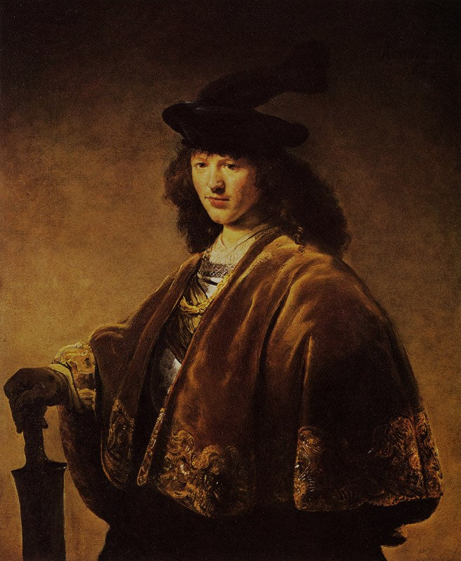 Young Man in a Fantasy Costume, vintage artwork by Govaert Flinck, 12x8" (A4) Poster