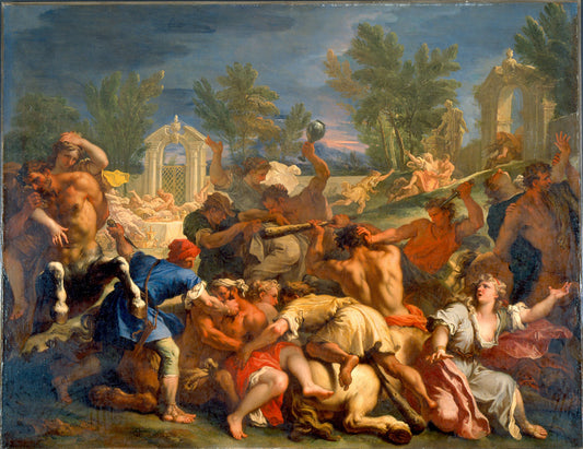 The Battle of the Lapiths and Centaurs, vintage artwork by Sebastiano Ricci, 12x8" (A4) Poster