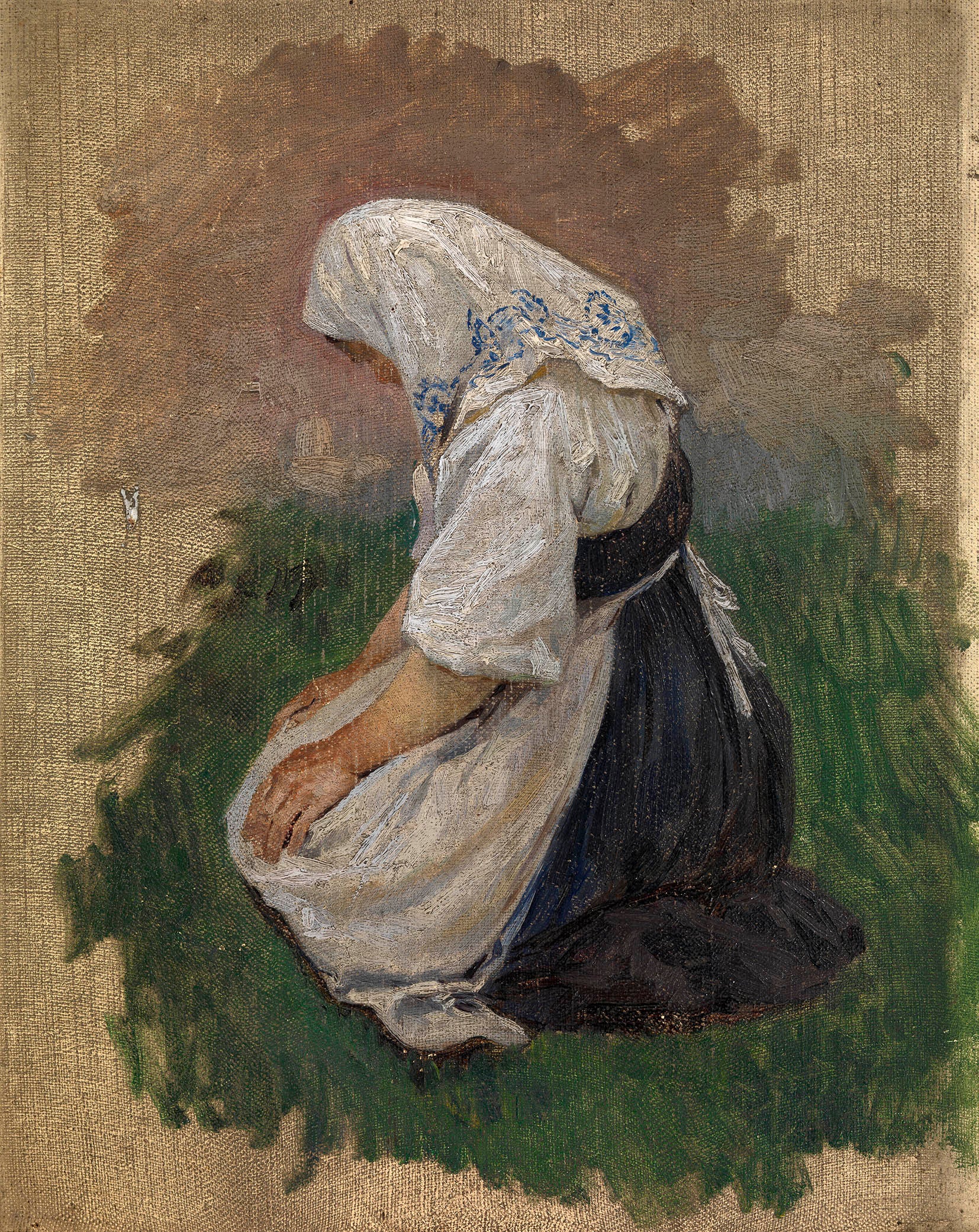 Study of a Kneeling Woman, vintage artwork by Klavdi Vasilievich Lebedev, 12x8" (A4) Poster