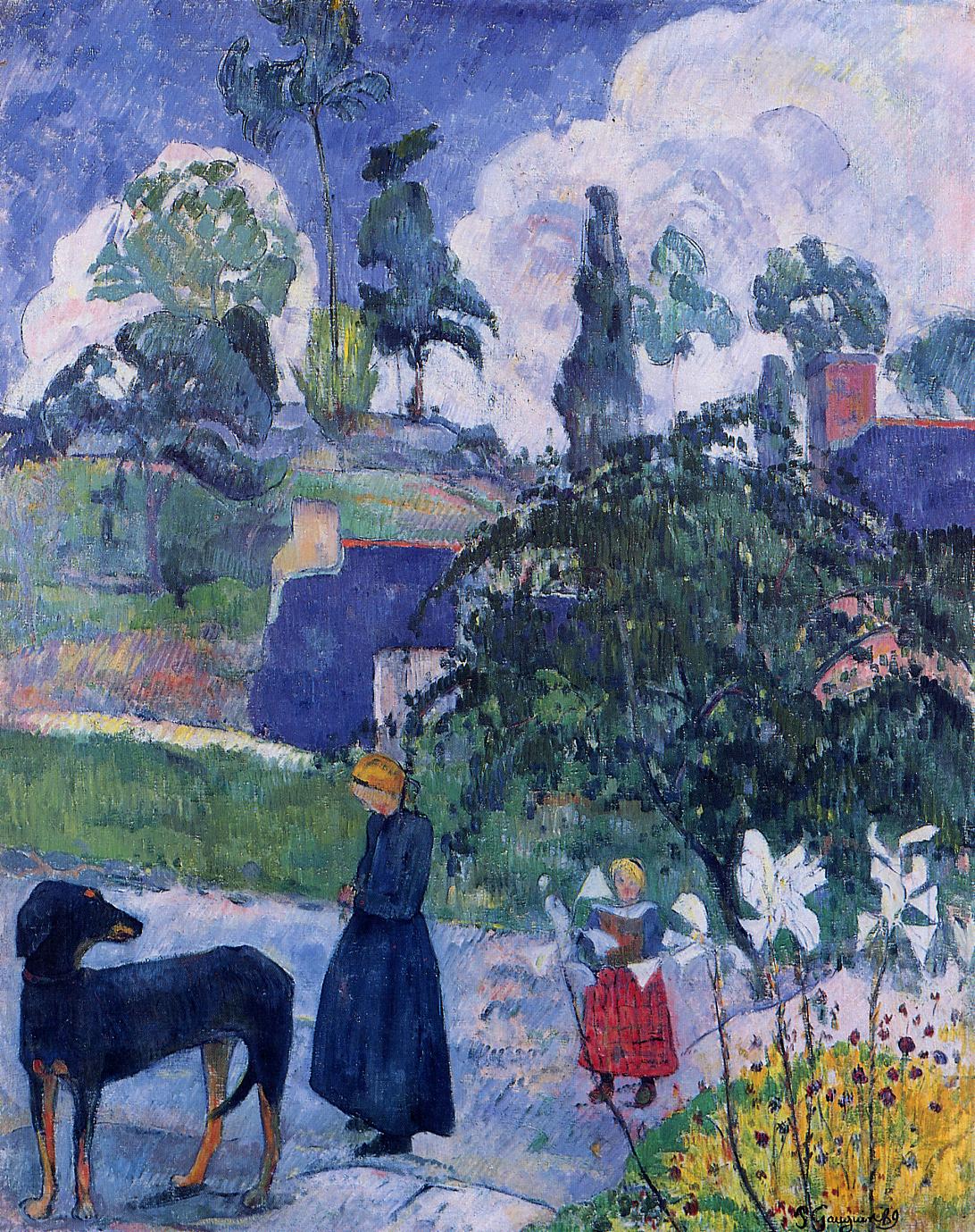 Among the Lillies, vintage artwork by Paul Gauguin, 12x8" (A4) Poster