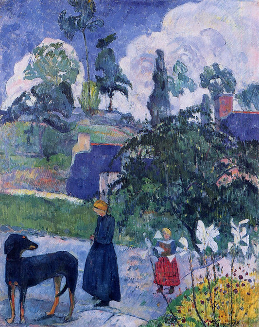 Among the Lillies, vintage artwork by Paul Gauguin, 12x8" (A4) Poster