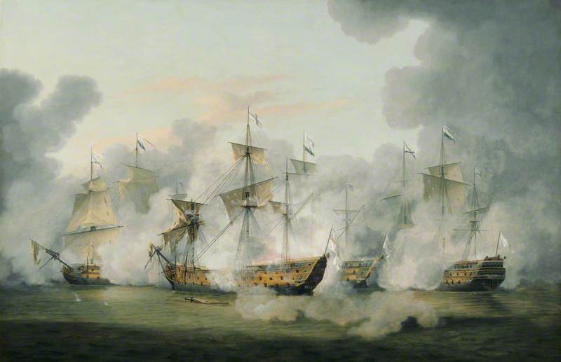 The Battle of Martinique, 17 April 1780, vintage artwork by Thomas Luny, 12x8" (A4) Poster