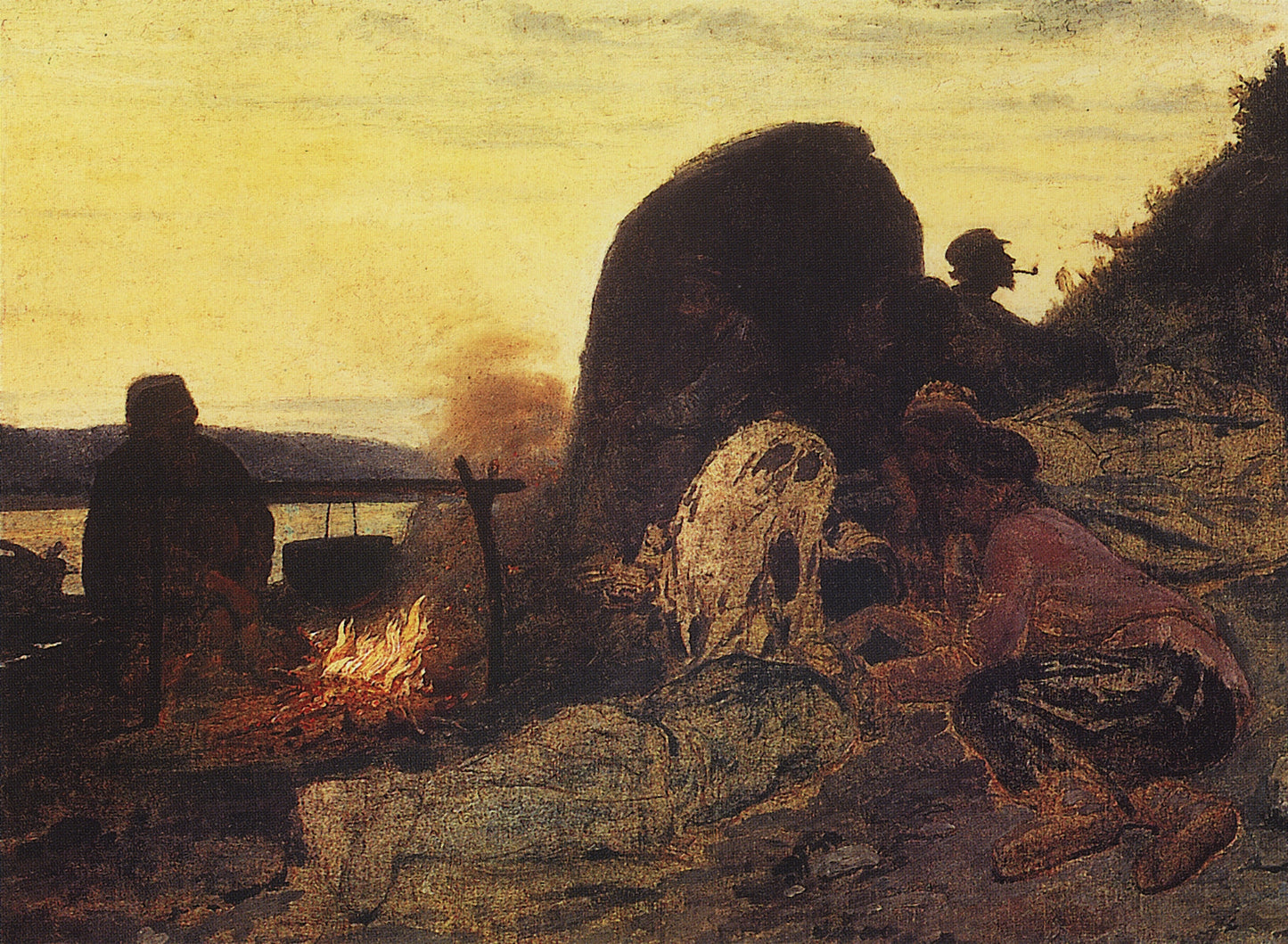 Barge Haulers by  Campfire, vintage artwork by Ilia Efimovich Repin, 12x8" (A4) Poster