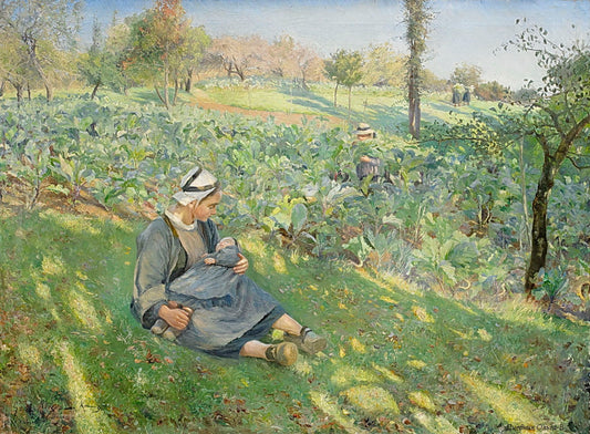 Rural scene from Brittany, France, vintage artwork by Gerda Roosval-Kallstenius, 12x8" (A4) Poster
