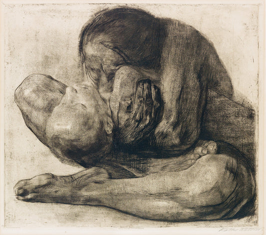 Woman with Dead Child, vintage artwork by Käthe Kollwitz, 12x8" (A4) Poster