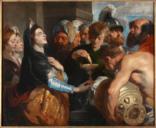 Artemisia Drinking the Ashes of Mausolus, vintage artwork by Gerard Seghers, 12x8" (A4) Poster
