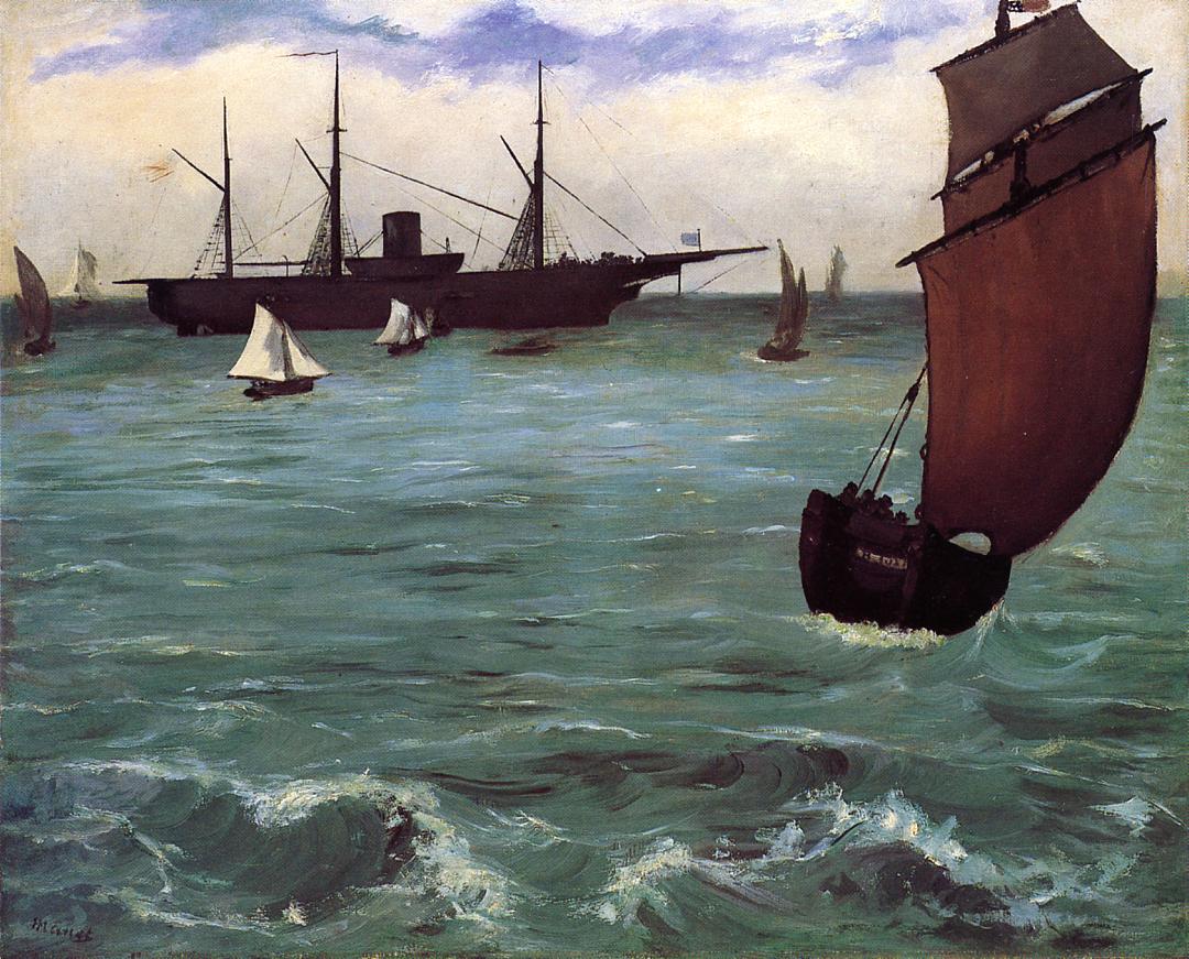 Fishing Boat Coming in Before the Wind, vintage artwork by Édouard Manet, 12x8" (A4) Poster