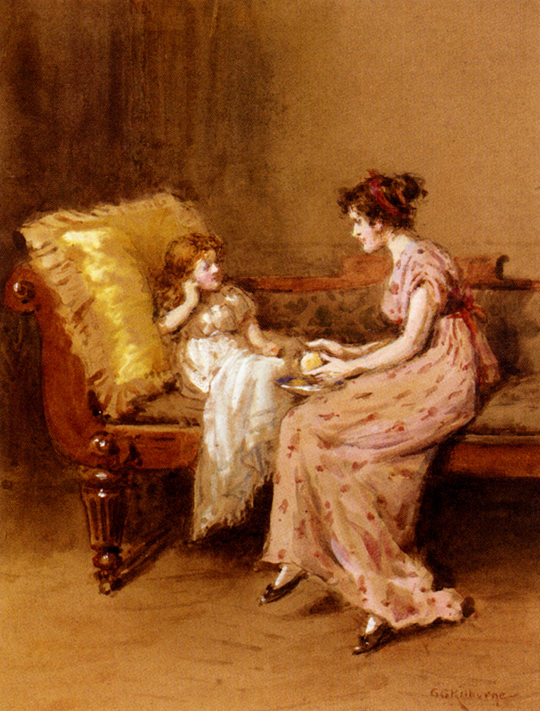 Hush A by e, vintage artwork by George Goodwin Kilburne, 12x8" (A4) Poster