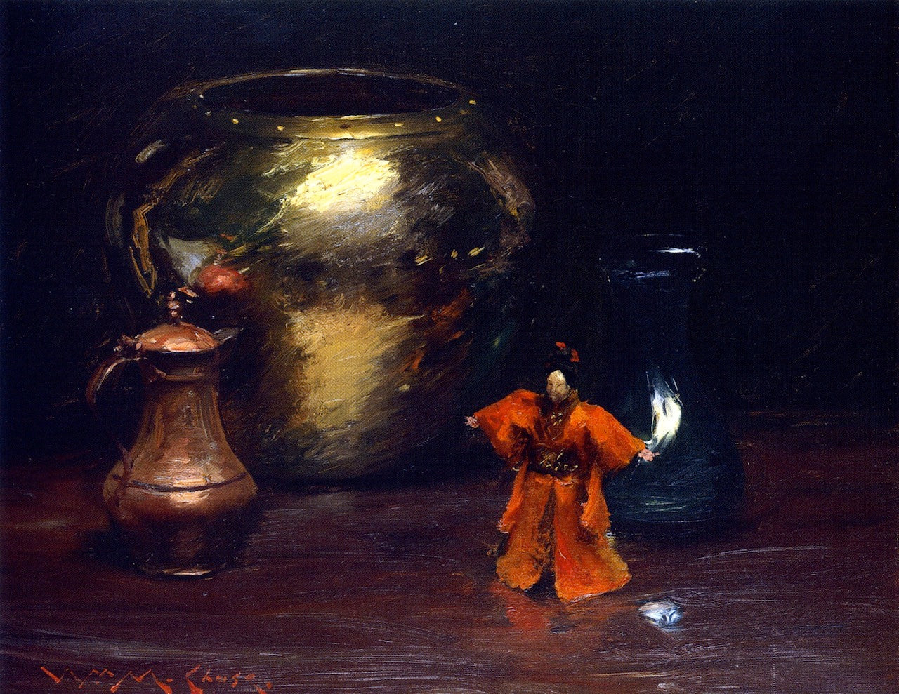 Copper and Brass, vintage artwork by William Merritt Chase, 12x8" (A4) Poster