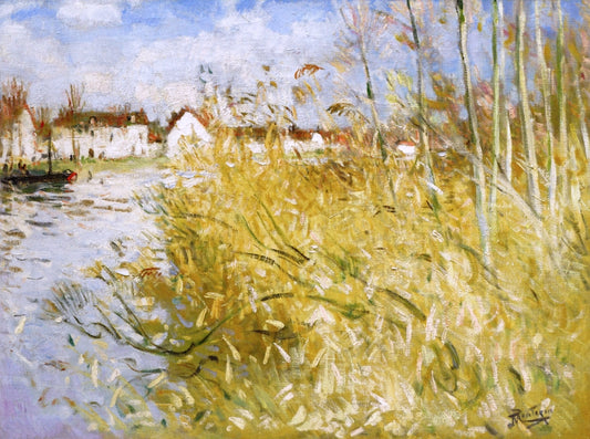 Autum in Miss-sur-Yonne, vintage artwork by Pierre-Eugène Montezin, 12x8" (A4) Poster