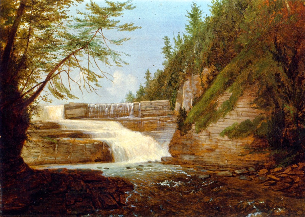View of High Fall, Trenton Falls, vintage artwork by John Carlin, A3 (16x12") Poster Print