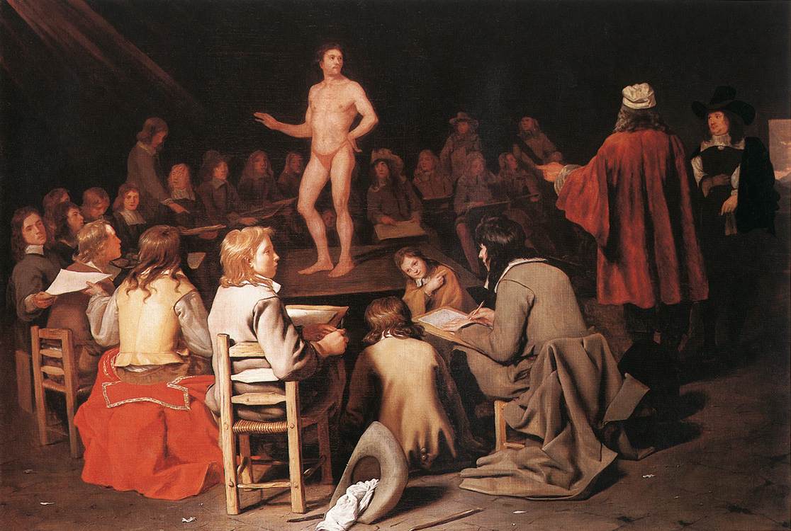 The Drawing Class, vintage artwork by Michiel Sweerts, 12x8" (A4) Poster