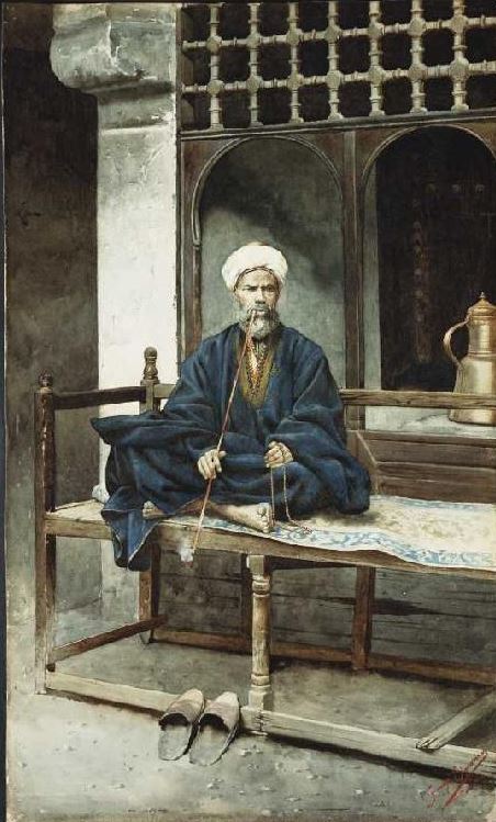 Arab Smoking a Pipe by Giuseppe Signorini,A3(16x12")Poster