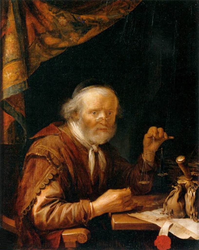 The Moneylender, vintage artwork by Gerrit Dou, 12x8" (A4) Poster