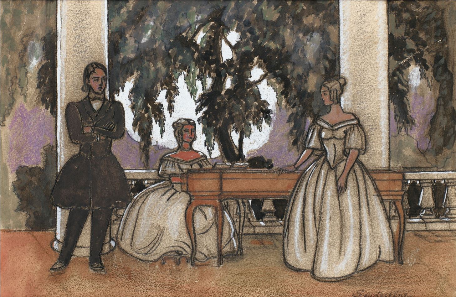 Set Design for "Eugene Onegin", vintage artwork by Sergei Sudeikin, 12x8" (A4) Poster