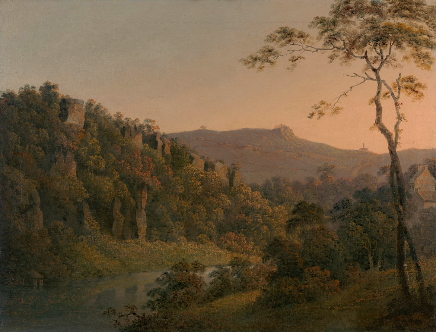 Matlock Dale, Looking toward Black Rock Escarpment, vintage artwork by Joseph Wright of Derby , 12x8" (A4) Poster