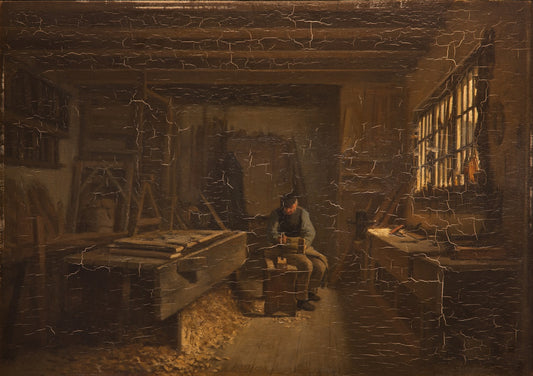 Carpenter's Workshop, vintage artwork by Hendrik Jacobus Scholten, 12x8" (A4) Poster