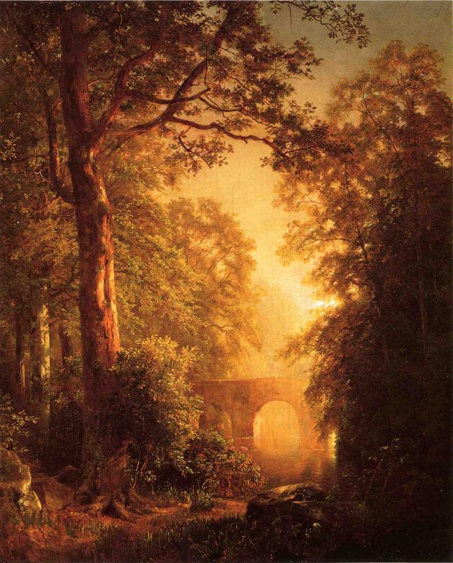 The Arched Bridge, vintage artwork by William Trost Richards, 12x8" (A4) Poster