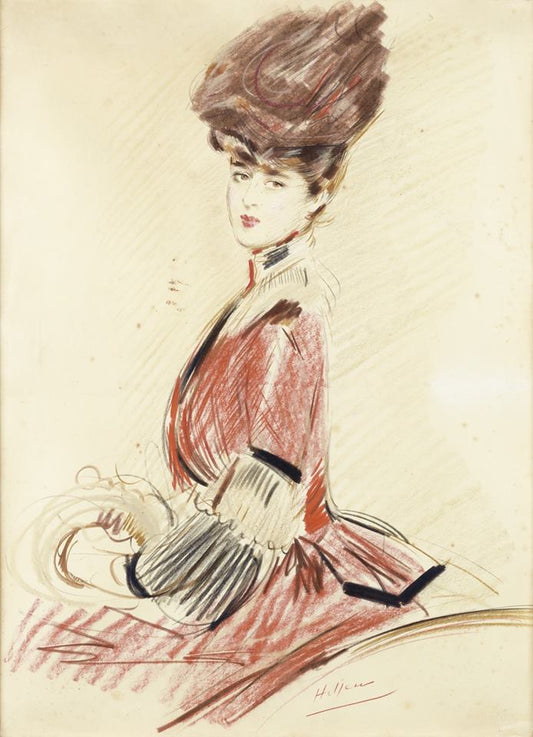 Portrait de Mademoiselle Jenny Junior, vintage artwork by Paul Cesar Helleu, 12x8" (A4) Poster