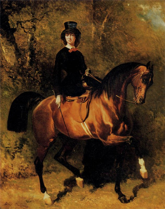 Amazone in the Bois De Boulogne, vintage artwork by Alfred de Dreux, A3 (16x12") Poster Print