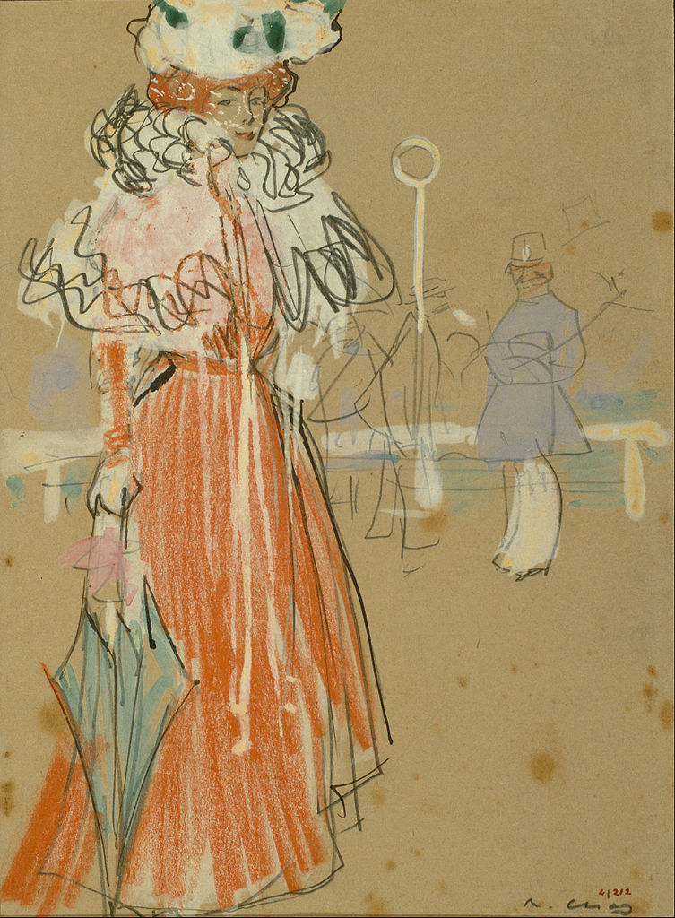 Female Figure in Red by Ramon Casas y Carbo,A3(16x12")Poster