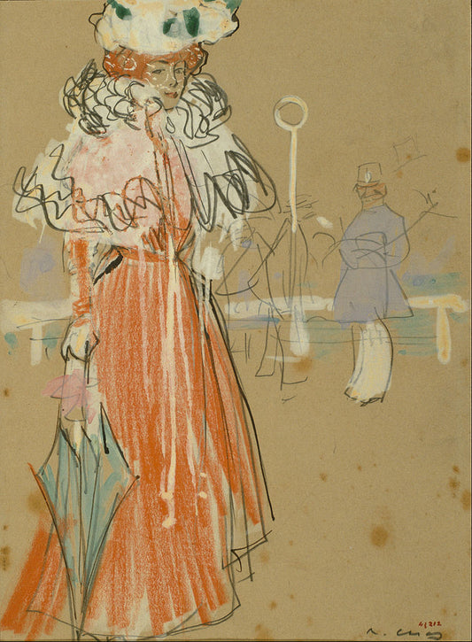 Female Figure in Red by Ramon Casas y Carbo,A3(16x12")Poster