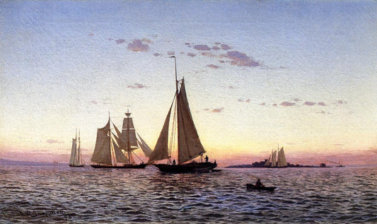 Lower New York Bay, vintage artwork by Warren W. Sheppard, 12x8" (A4) Poster