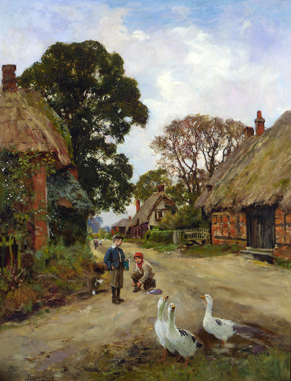 Off to School, vintage artwork by Henry John Yeend King, 12x8" (A4) Poster
