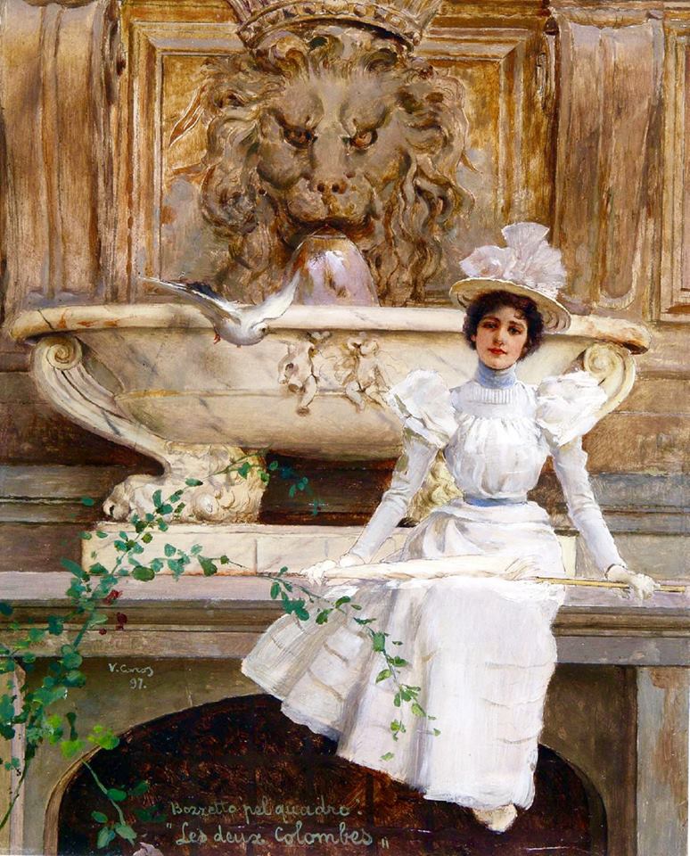 Les deux colombes by Vittorio Matteo Corcos,A3(16x12")Poster