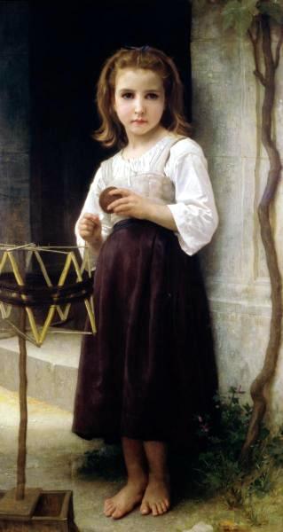 Child with a Ball of Wool, vintage artwork by William Bouguereau, 12x8" (A4) Poster