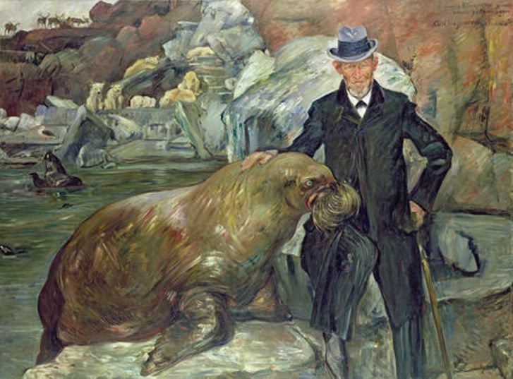 Carl Hagenbeck with the Walrus Pallas by Lovis Corinth,A3(16x12")Poster