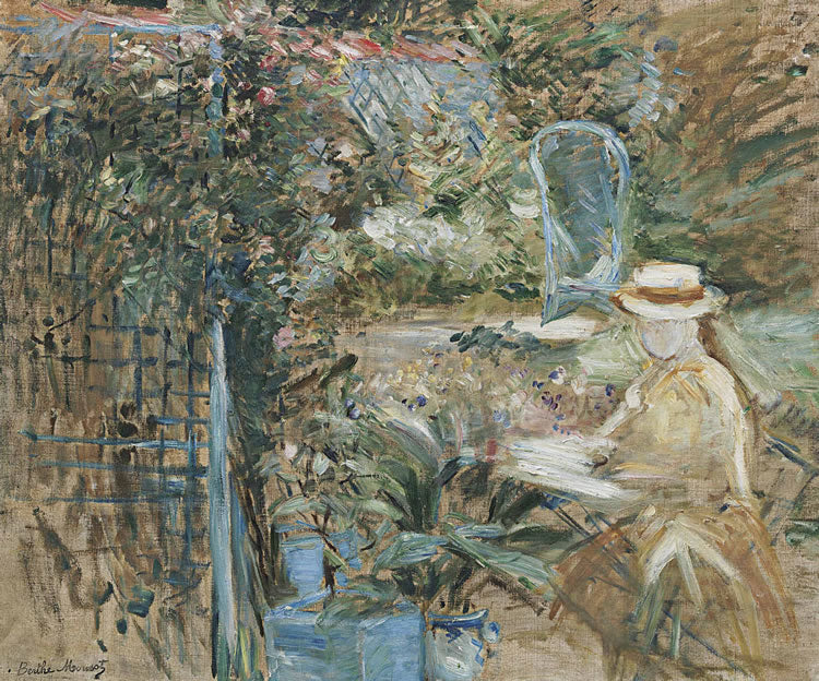 Girl in Garden, vintage artwork by Berthe Morisot, 12x8" (A4) Poster