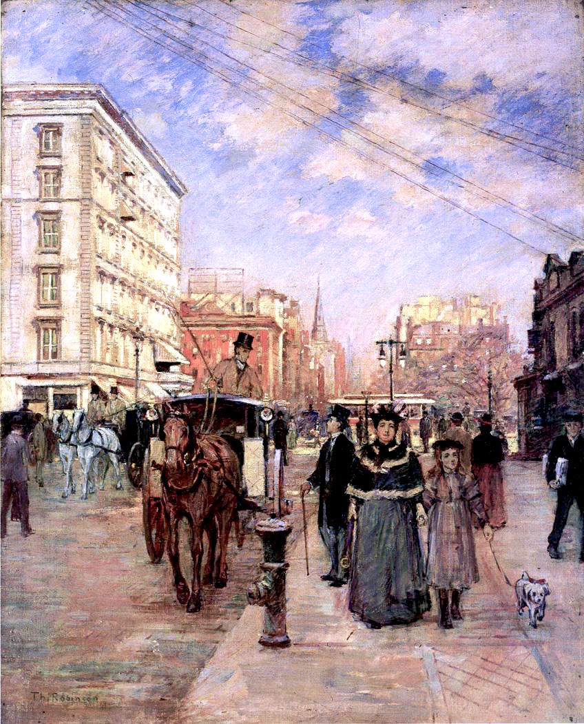 Fifth Avenue at Madison Square, vintage artwork by Theodore Robinson, 12x8" (A4) Poster