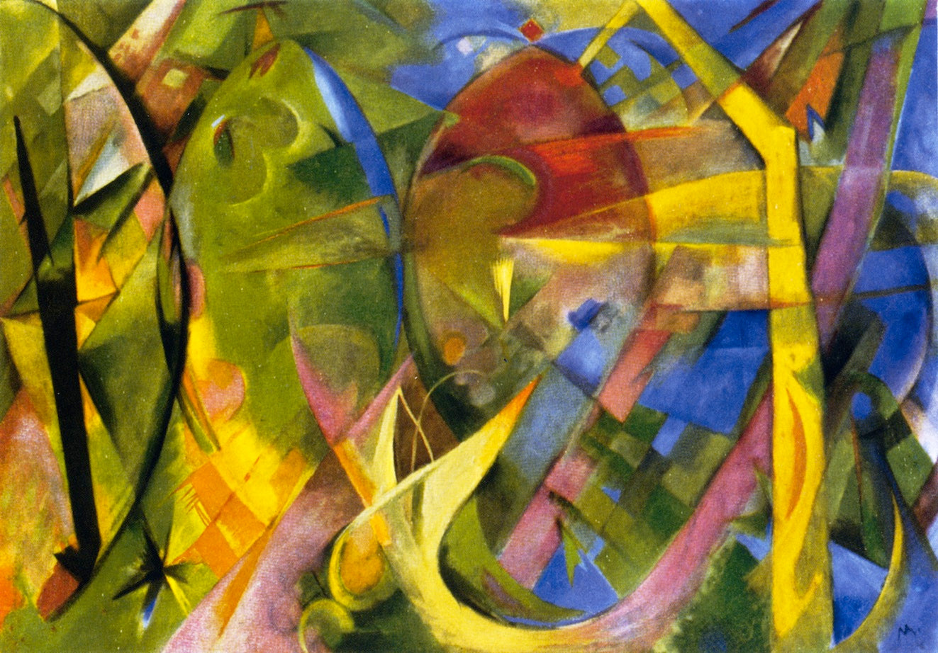 Cheerful Forms, vintage artwork by Franz Marc, 12x8" (A4) Poster