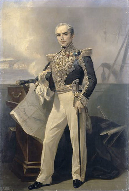 Armand Joseph Bruat, Admiral of France, vintage artwork by Pierre François Eugène Giraud, A3 (16x12") Poster Print