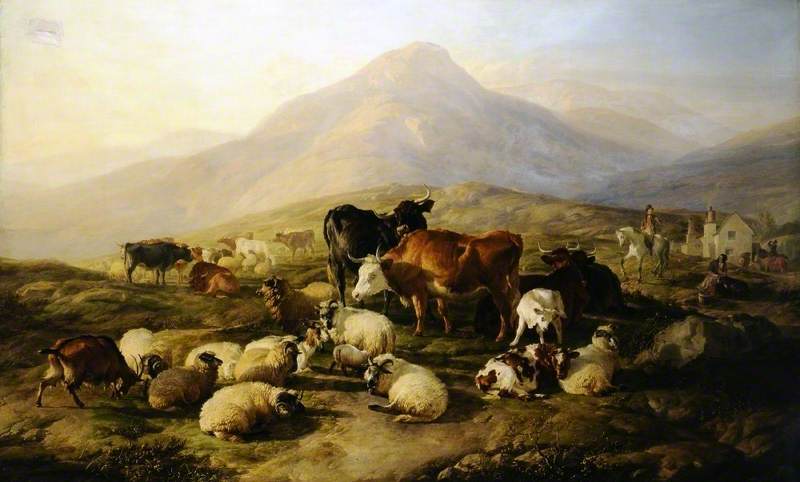 The Halt on the Hills, vintage artwork by Thomas Sidney Cooper, A3 (16x12") Poster Print