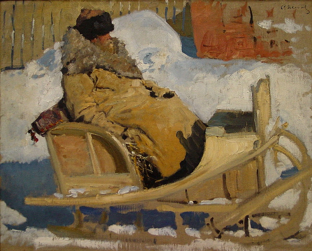 Peasant on a Sleigh by Sergei Ivanov,A3(16x12")Poster