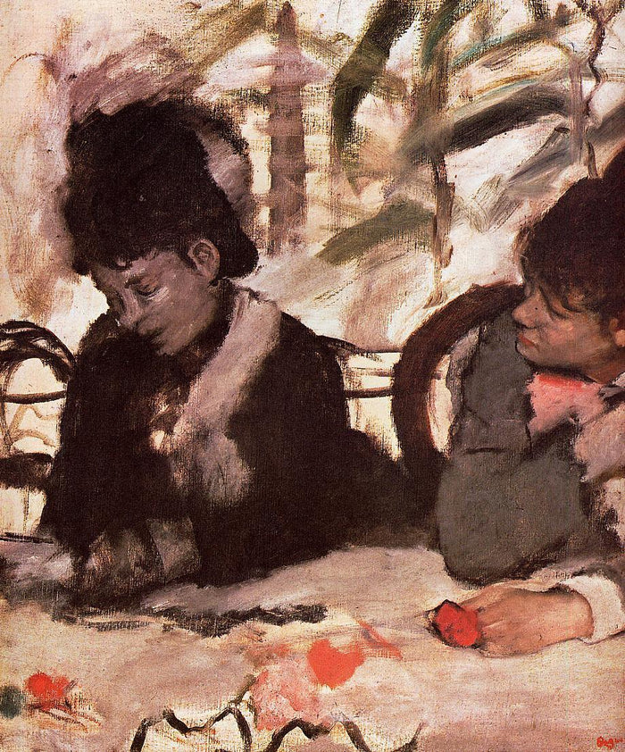 At the Cafe, vintage artwork by Edgar Degas, 12x8