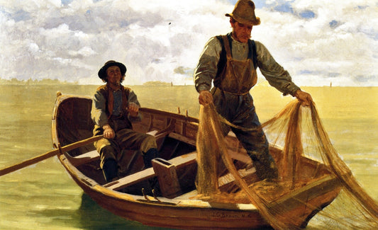 Casting the Net, vintage artwork by John George Brown, 12x8" (A4) Poster