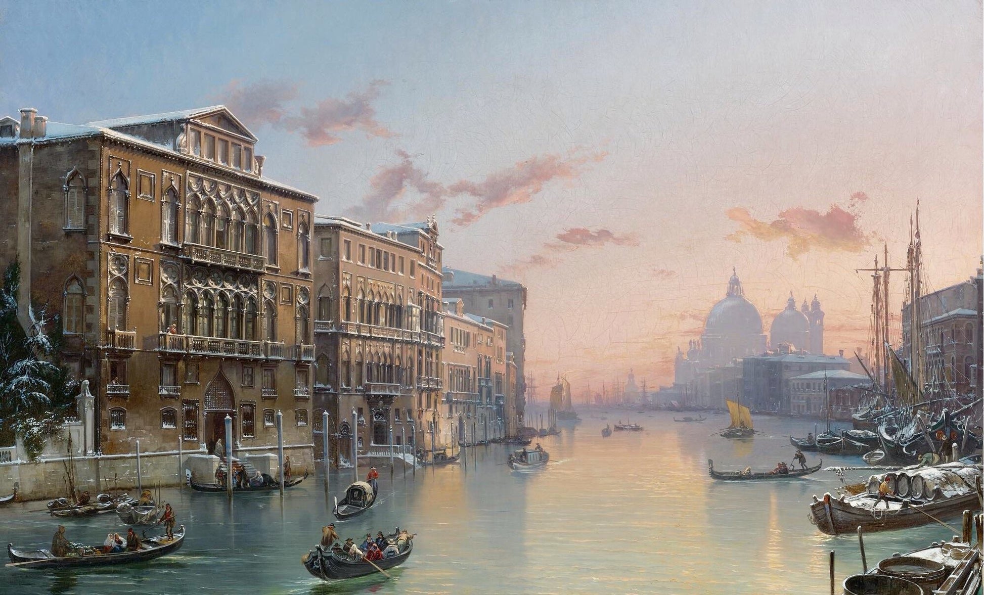 A Winter View of the Grand Canal, Venice, vintage artwork by Friedrich Nerly the Elder, A3 (16x12") Poster Print