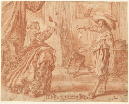 To Each His Own Pastime, "Elck Sijn Tijt-Verdrijff", vintage artwork by Adriaen van de Venne, 12x8" (A4) Poster