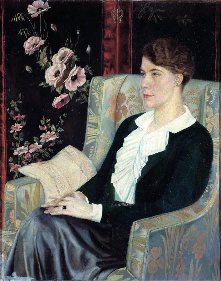 Portrait of E.N. Glebova, vintage artwork by Pavel Filonov, 12x8" (A4) Poster